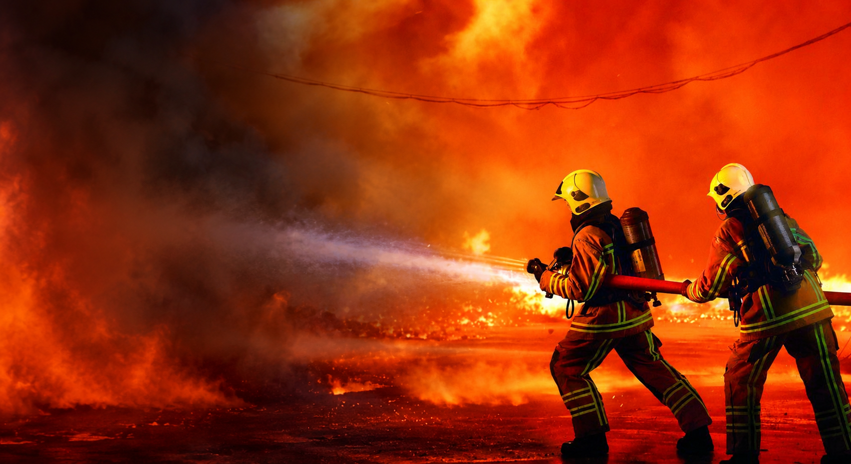 Firefighters and advanced fire safety protection equipment